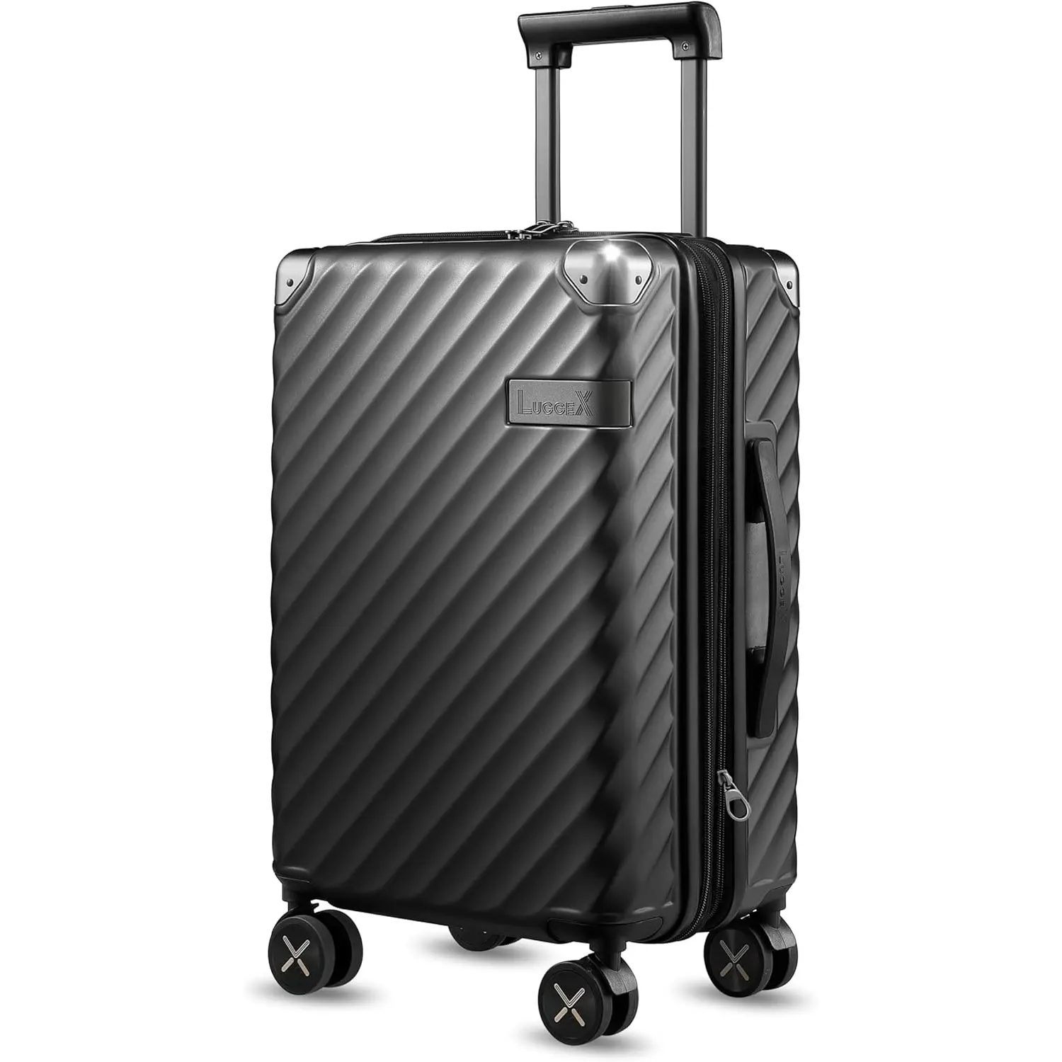 LUGGEX Luggage with Spinner Wheels - Polycarbonate Expandable Hard Shell Suitcase, Carry-On 20-Inch, Black - 1